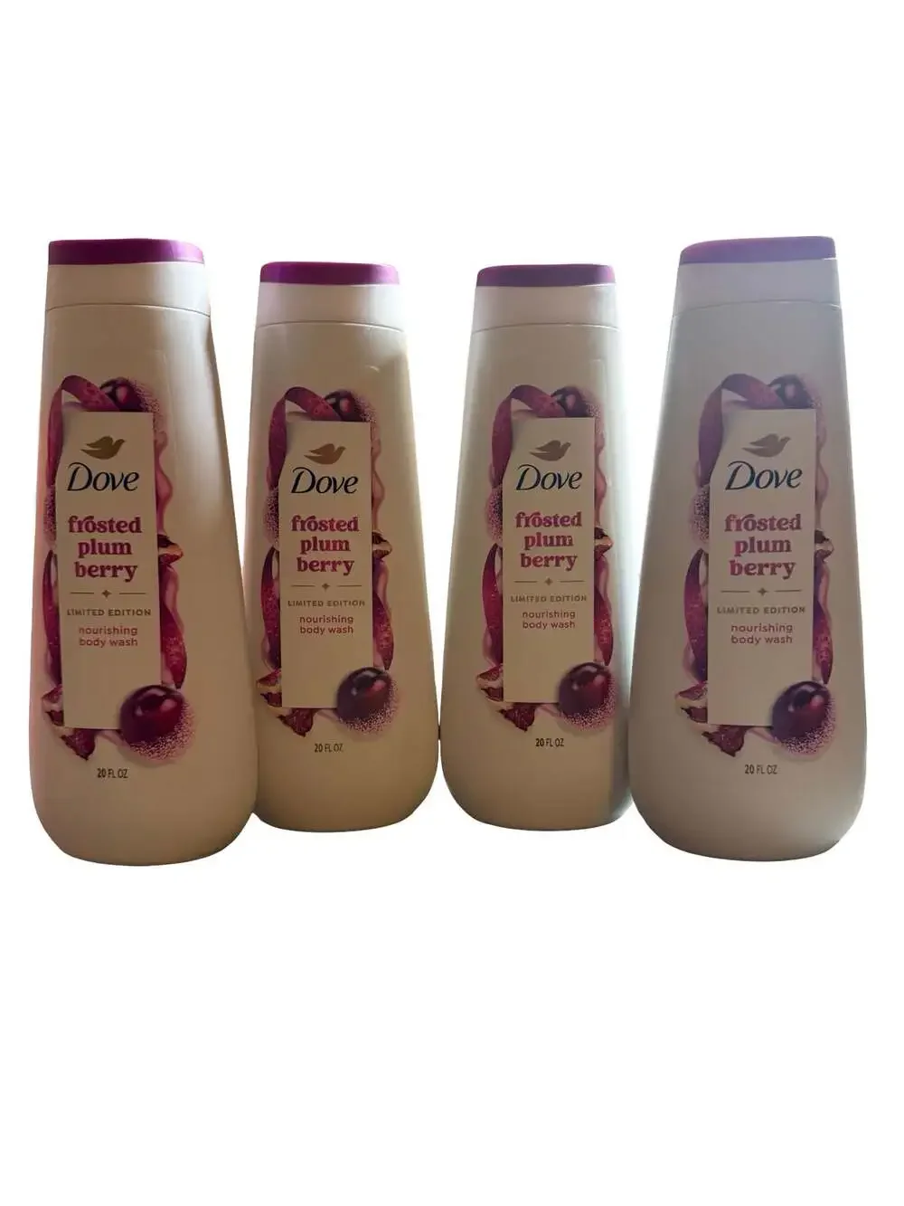 Dove Holiday Treats Limited Edition Frosted Plum Berry Body Wash 20oz (Set of 4)